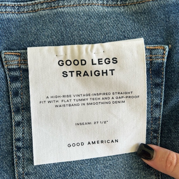 *GOOD AMERICAN Good Legs Straight Indigo Distressed Jean 8/29 NWT O-25 - Picture 7 of 13